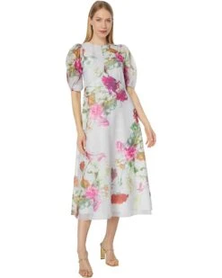 Ted Baker Mekayla Empire Line Midi Dress With Puff Sleeve