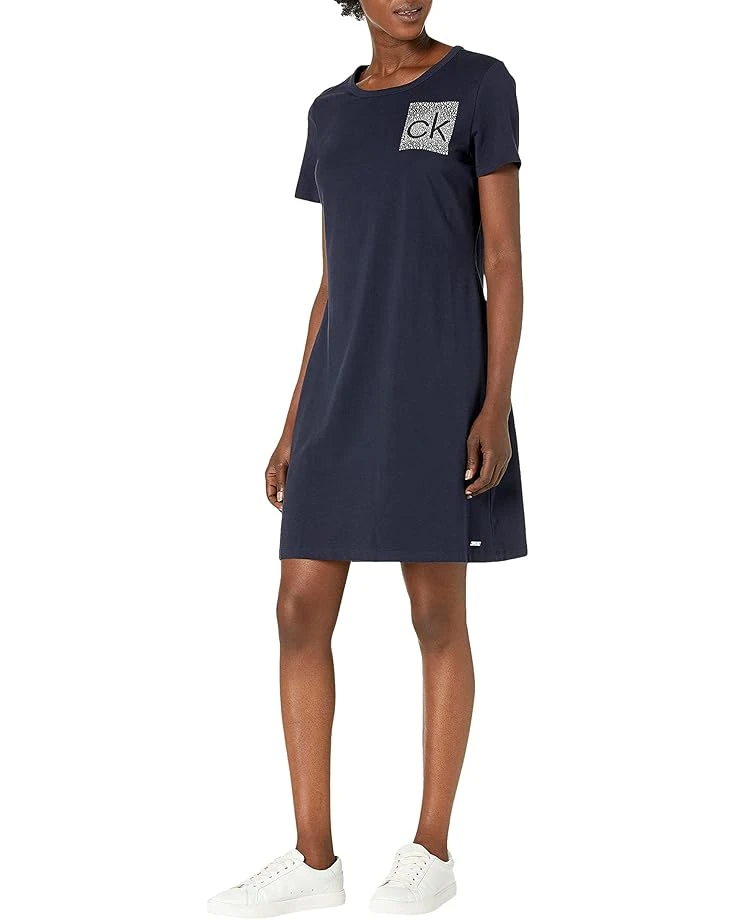 Calvin Klein Women's Short Sleeve T-Shirt Dress With Ck Logo 3 Calvin Klein Women's Short Sleeve T-Shirt Dress With Ck Logo