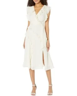 DKNY Sleeveless Ruffled Belted Dress