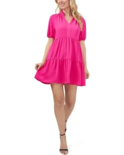 CeCe Tiered V-Neck Babydoll Dress