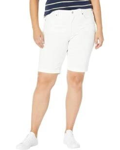 NYDJ Plus Size Briella Shorts Roll Cuff 11" In Optic White