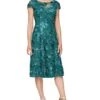 Alex Evenings Tea Length A-Line Soutache Dress With Cap Sleeves -Aura Attire 71238boA6L. AC SR736920