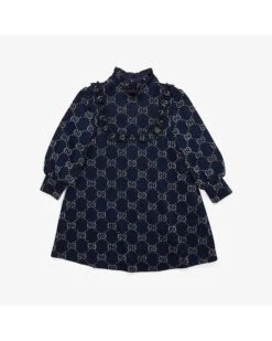 Gucci Kids Double G Jersey Long Sleeve Dress (Little Kids/Big Kids)