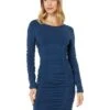 MONROW Long Sleeve Shirred Dress