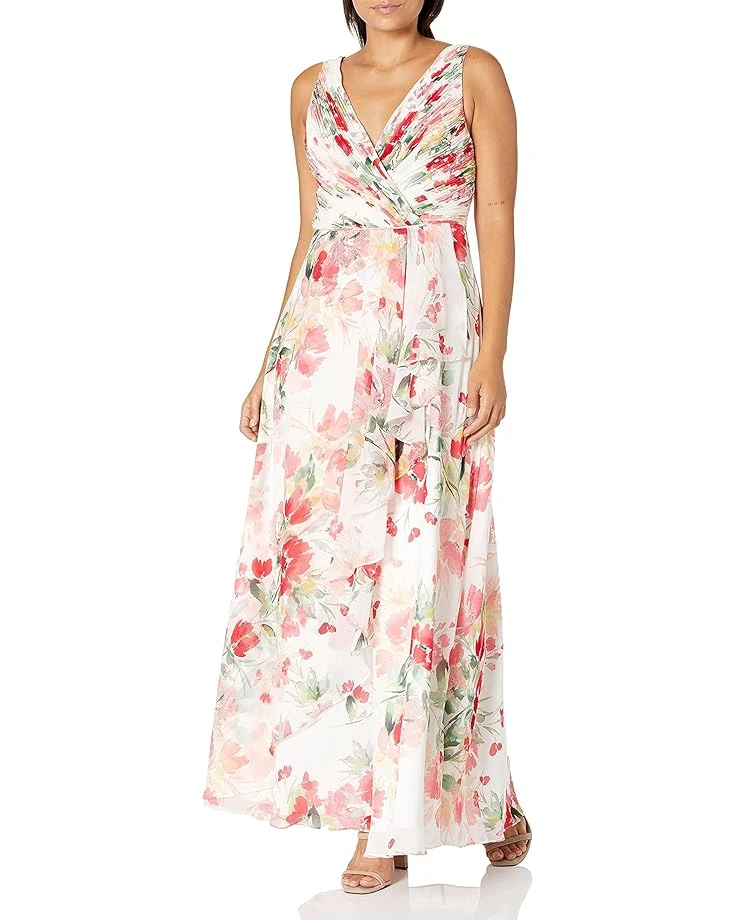 Calvin Klein Women's Sleeveless V-Neck Gown With Shirred Bodice Dress 3 Calvin Klein Women's Sleeveless V-Neck Gown With Shirred Bodice Dress