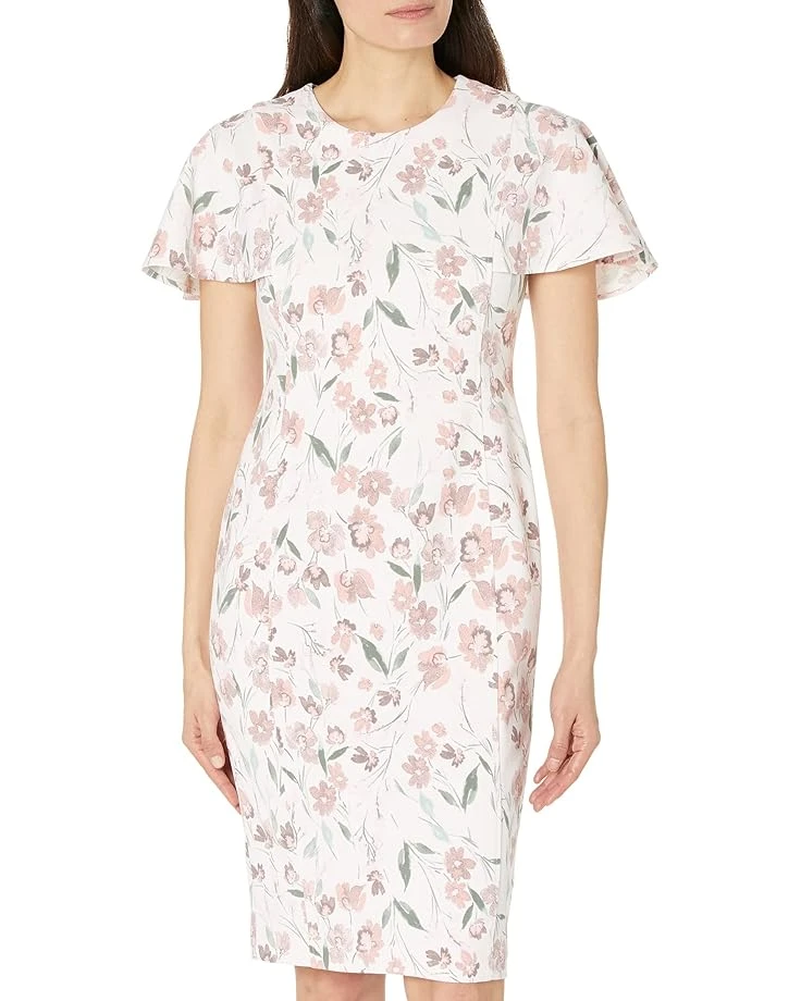 Calvin Klein Scuba Crepe Caplets Sheath Dress 3 Calvin Klein Scuba Crepe Caplets Sheath Dress