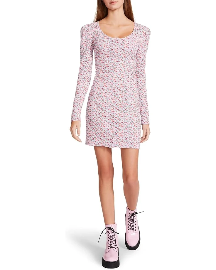 Betsey Johnson Vintage Ditsy Printed Heathered Thermal Snap Front Long Sleeve Dress 3 Betsey Johnson Vintage Ditsy Printed Heathered Thermal Snap Front Long Sleeve Dress