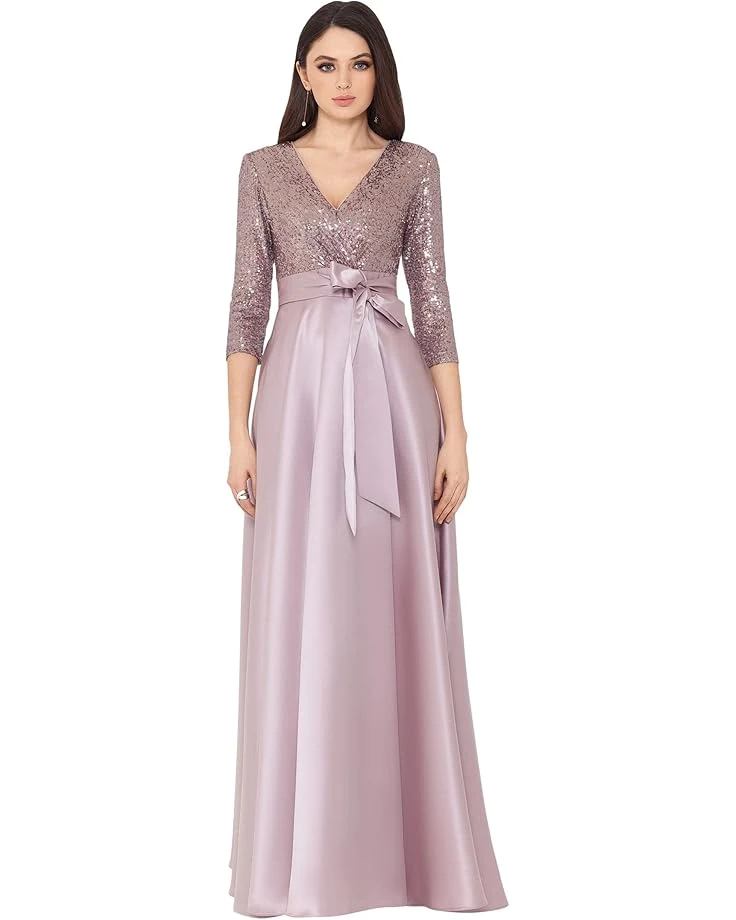 XSCAPE 3/4 Sleeve Sequin Top Stain Ballgown 3 XSCAPE 3/4 Sleeve Sequin Top Stain Ballgown