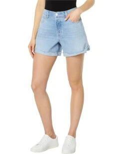 Paige Asher Shorts Covered Button Fly Raw Cuff In No Duh Destructed