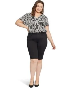 NYDJ Plus Size Bike Capris Riveted Sideseam Slits In Black
