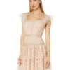 BCBGMAXAZRIA Floral Embroidered Ruffle Dress
