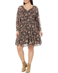 Madewell Plus Teresa Long Sleeve Tie Retro Mini Dress