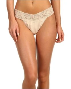 Hanky Panky Organic Cotton Original Rise Thong W/ Lace