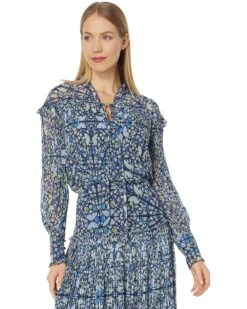 Ted Baker Florrei Swing Blouse With Ruffle Detail And Neck Tie