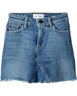 DL1961 Kids Mid Wash Minnie Skirt In Blue Rose (Big Kids)